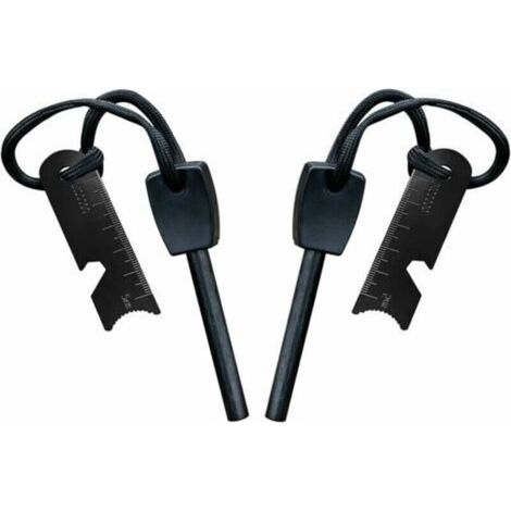 Pierre à Feu de Survie,Allume Feu avec Grattoir, Waterproof, 10,000 Etincels à 3,000 Degrés, Barre 8 mm, Fire Steel en Magnesium - Fire Starter,Lanière de Cou,Grattoir Multi-Outils(2 pièces) Cisea (1/5)