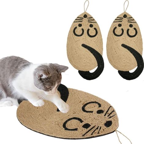 Tapis à griffer et plaques en fibres naturelles pour chats, tapis de sol inclus, idéal pour faire ses griffes pendant le sommeil. Coussin Mi-24 avec protection pour la tête du chat et tapis de sol. Lo (1/4)