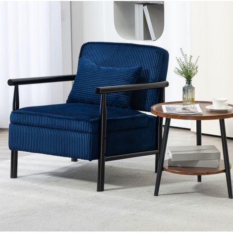 Sessel Blau aus Samt mit Stauraum und Lendenkissen (1/5)