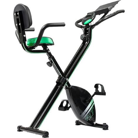 Cecotec – Vélo d'appartement pliable avec dossier – Volant d'inertie 3 kg – 8 niveaux de résistance – Écran LCD – Système MultiTrainer – Charge max 100 kg (1/5)