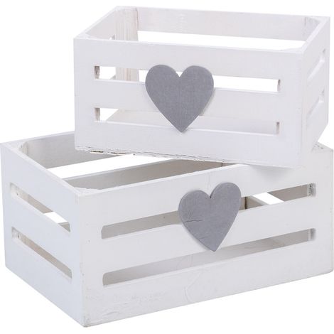 Cajones de madera set   2 piezas blanco 20x13x09, 16x11x08cm (1/5)