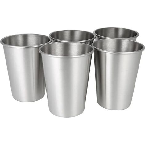 5 Edelstahlbecher gestapelte Becher 350 Milliliter (1/5)