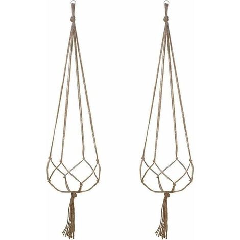 Lot de 2 Suspension Plante pour Pot de Fleurs Cache-Pots Suspension en Corde Suspension Plante Macramé Porte Décoration pour Interieur et Extérieur Suspendue Décoration Balcon Maison (90cm)-LIAIKI (1/5)