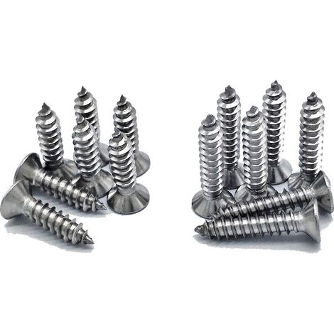 200 pcs M4 en acier inoxydable vis autotaraudeuses Phillips à tête plate vis bricolage vis à bois (100 PCS M4 x 16 mm, 100 PCS M4 x 20 mm) (1/5)