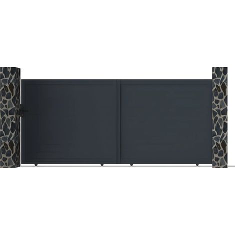 Cancello scorrevole L416 x H180 cm Alluminio pieno Antracite - NAZARIO