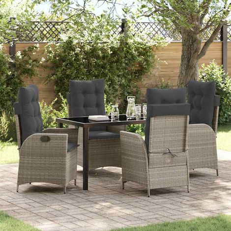 Set da Pranzo per Giardino 5 pz Grigio chiaro polyrattan vidaXL (1/5)