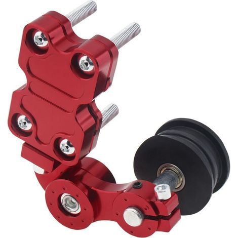 Tendeur de Poulie de Chaîne, ajusteur Automatique de Boulon de tendeur de chaîne en Aluminium de Moto sur l'outil de Rouleau (Rouge) (1/4)