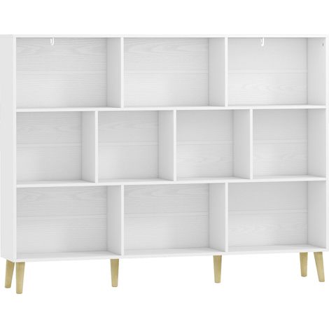 Beyamis Bibliothèque à étagères 10-Cube 3 niveaux 140x24x107 cm blanc (1/5)