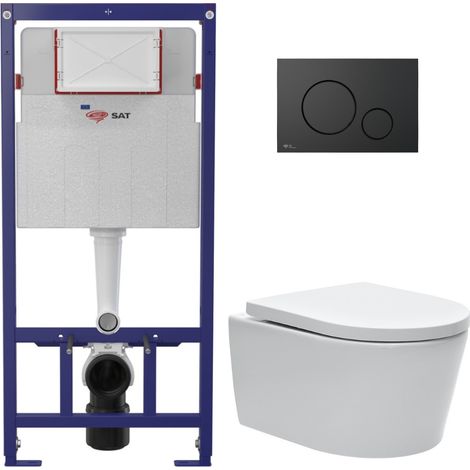 Swiss Aqua Technologies Pack WC Telaio ECO 2L SAT + WC sospeso SAT + placca nero opaco (STESTBRWR02-IN)