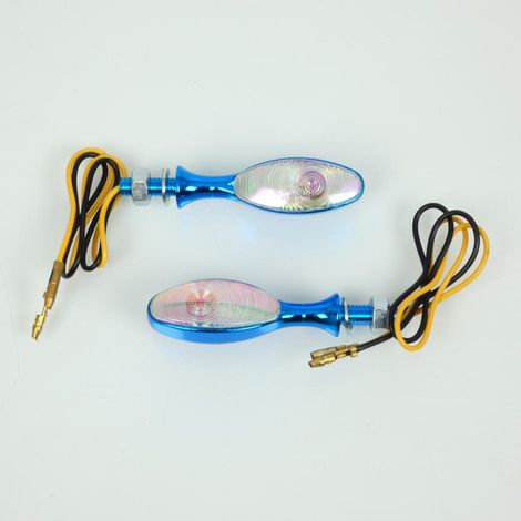 Mini clignotant LED 12V aluminium oblong chromé bleu Vicma pour (1/4)