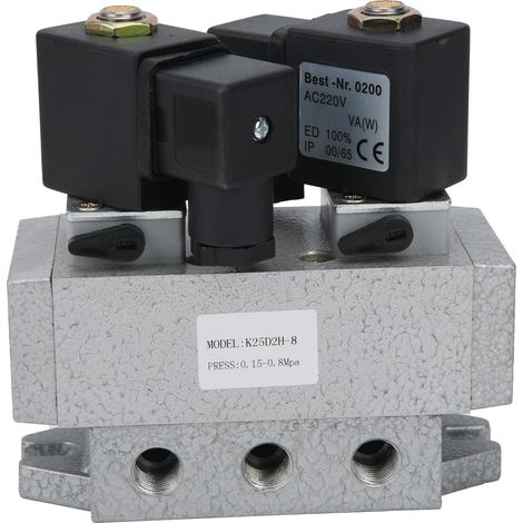 Électrovanne 5 voies 2 positions double commande électrique équipement mécanique G1/4 pouce K25D2H‑8AC 220V (1/5)