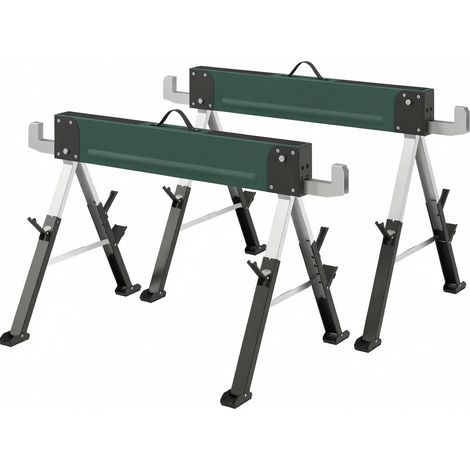 Caballetes plegables de metal, set de 2, carga máxima 1160 kg, altura 64-81 cm (1/5)