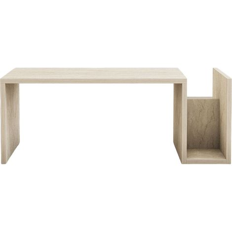 Table basse avec porte-magazines effet travertin (1/5)