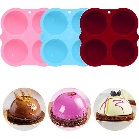 Silikon-Halbkreisform mit 4 Mulden – ideal für Kuchen, Muffins, Schokolade, DIY-Partys (1/5)