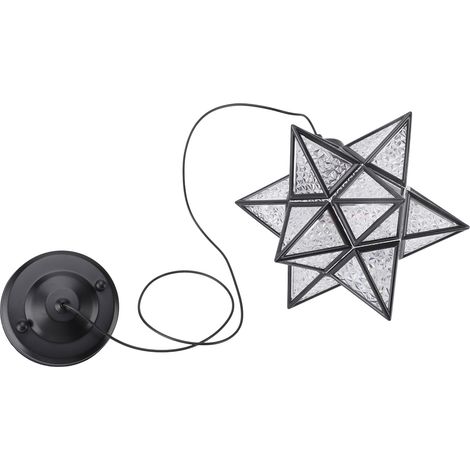 Ortviai Suspension Étoile Moravie LED 3 Températures de Couleur avec Ampoule E26 Intégrée – Abat-jour Transparent Noir (1/5)