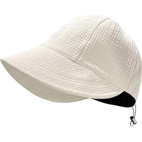 Casquette solaire légère avec visière extra large et cordon de serrage réglable – Protection UV, couleur crème et adaptée à toute activité estivale (1/5)