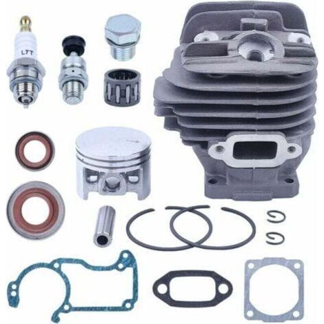 Piston et Cylindre pour Stihl 026 MS260 Series, Nikasil 44,7mm Piston + Cylindre + Joints + Valve de Décompression + Bougie Accessoire Tronçonneuse Kit de Pièces 16 en 1