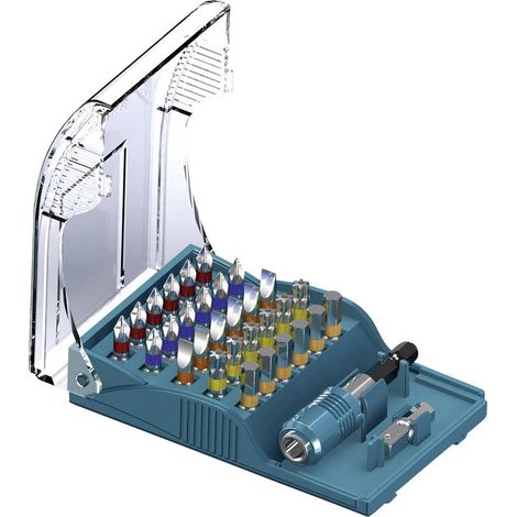 Heller 28913 9 Jeu d'embouts 32 pièces cruciforme Phillips, vis Pozidriv, vis à fente, 6 pans BO, 6 pans intérieurs ave (1/2)