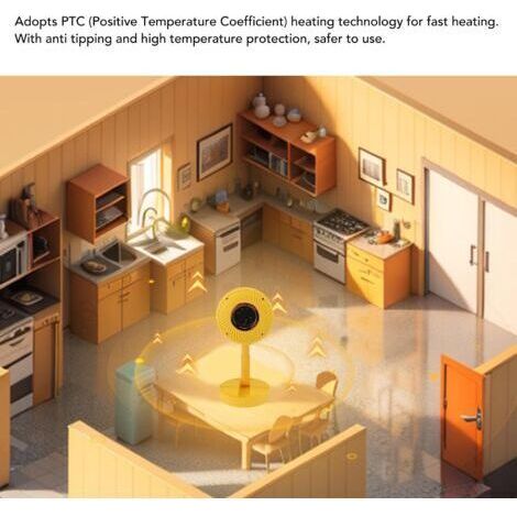 NALOOKAMIC Chauffage de bureau extensible PTC, faible bruit, anti-basculement, protection contre les hautes températures, économie d'énergie rapide, chauffage de bureau portable pour intérieur et bur (1/4)