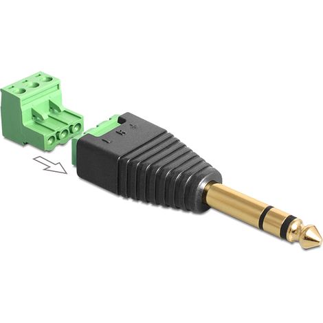 Conector estereo jack 6.3 mm macho  Terminal Block 3 pines 2 partes