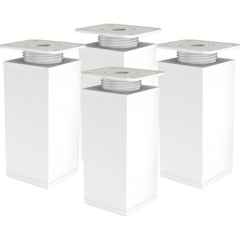 Pieds de meuble réglables lot de 4 Aluminium anodisé 120mm Capacité 120kg Plaques de montage incluses Fixation par vis (1/4)