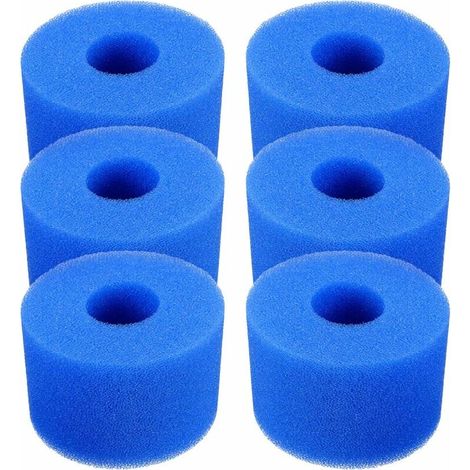 Cartucce filtranti per piscina TONCEAN, confezione da 6, riutilizzabili e lavabili, in schiuma, per jacuzzi, tipo S1 (blu) (1/4)