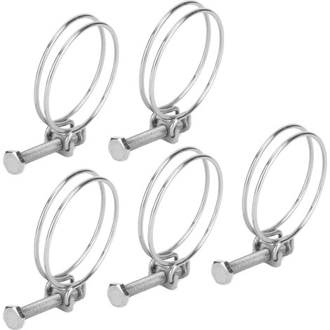 5-teiliges Set verstellbarer Doppelschlauchschellen aus Edelstahl für Rohre, für Industrie und Haushalt, 50–60 mm (1/5)