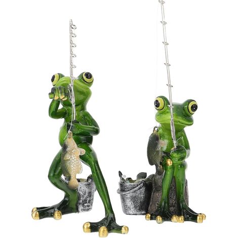 2 Stück Gartendeko Frosch aus wetterfestem Kunstharz Leicht