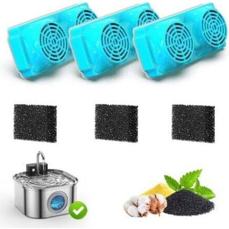 6 Filtre Fontaine Eau Chat: Filtre Fontaine à Eau pour Chat pour 3.2L Fontaine INOX - Multiple Filtration (3 Filtres à Charbon + 3 Filtres Mousse) (1/4)