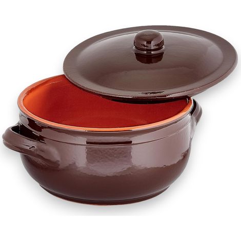 Tegame ciotola in terracotta con rivestimento ceramico per tutti i tipi di cotture Brunella - 27 cm (1/4)