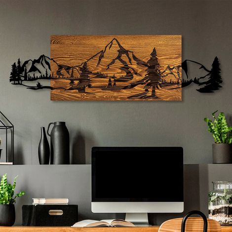 Bild Mitorori, Metallrahmen braun, Veredeltes Holz, 30x95h cm Schwarz (1/3)
