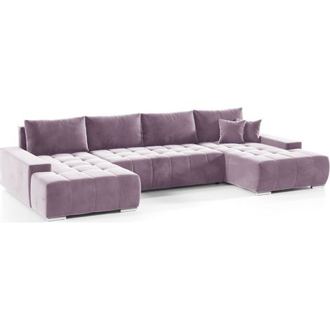 Wohnlandschaft Sofa mit Schlaffunktion VOGAR Stoff Monolith Lila (1/4)