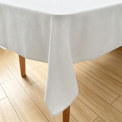 Nappe lavable aspect lin blanc 100x140 cm rectangulaire imperméable