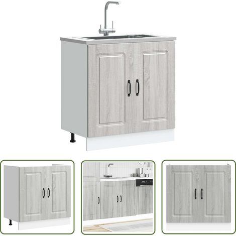 vidaXL Meuble bas pour évier Kalmar chêne sonoma bois ingénierie (1/5)