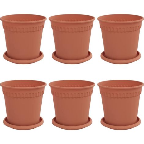 Maison Exclusive - Vasi per Piante 6 pcs Rosso Mattone Ø 17 x 14 cm Plastica
