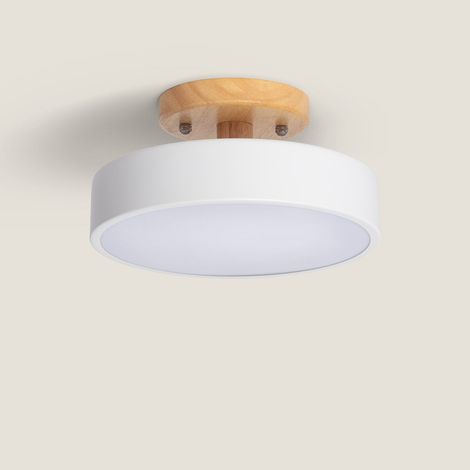 Lampada da Soffitto LED 12W Legno e Metallo CCT Selezionabile Whisty Bianco
