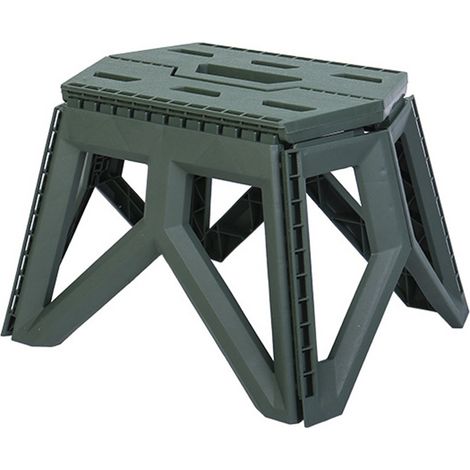 Tabouret Pliant Marche-Pied Plastique Léger Portable Compact Vert 32x24x20cm Idéal Camping Pêche Extérieur Stable et Durable (1/5)