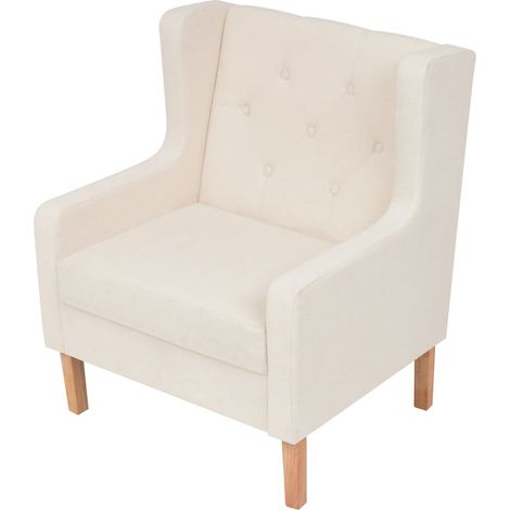 Poltrona Bianco Crema in Tessuto vidaXL (1/4)