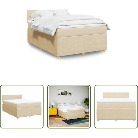 Matelas à ressorts ensachés - Sommier à lattes de lit avec matelas Crème 140x200 cm Tissu (1/5)