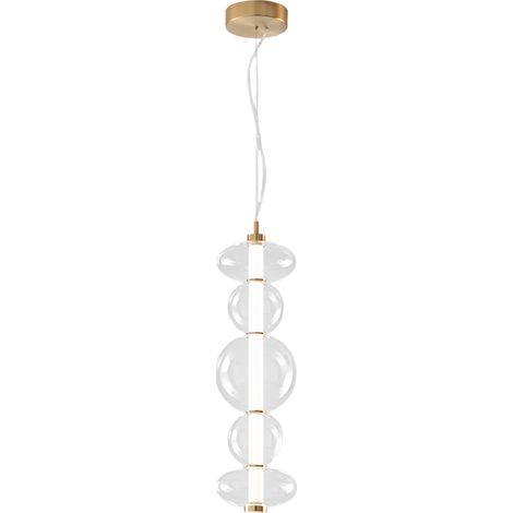 Suspension Led En Verre Transparent 5 Lumières, Structure En Laiton Bruni, 38W 3040Lm, Design Moderne Pour Intérieur, 78 Cm - Marque Perenz (1/4)