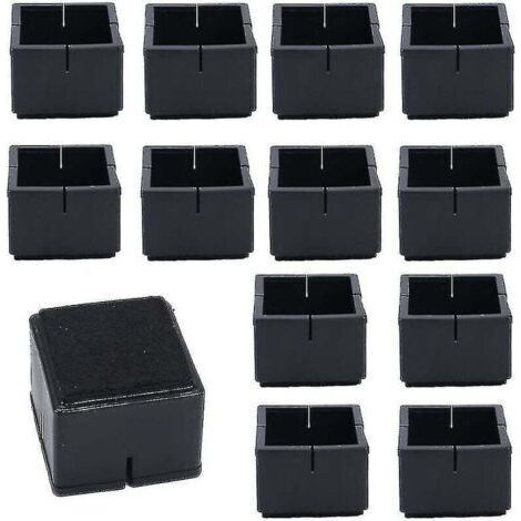 12Pcs Protege Pied de Chaise Carré 42-48mm Protège Jambes Table et Chaise PVC Capuchons Carrés avec Feutre Protege Pied de Chaise Carre Noir pour Jambes de Chaise Jambes de Table Jambes de Sofa (1/4)