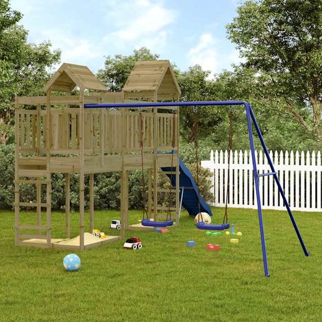 Aire de Jeux d'extérieur Maisonnette de jeu Maison enfant exterieur bois de pin imprégné 70925 (1/5)