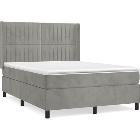 Maison Exclusive - Giroletto a Molle con Materasso Grigio Chiaro 140x200cm Velluto (1/5)