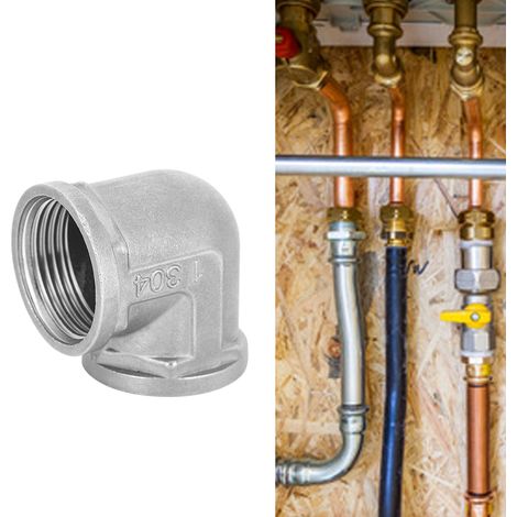 Adaptateur/joint de tuyau fileté en acier inoxydable de 32 mm de diamètre intérieur pour coudes à angle droit dans les raccords de tuyauterie. (1/5)