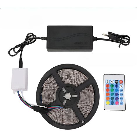 RGB-LED-Streifen, 5 m, wasserdicht, LEDs 5050, 230 V, 12 V, farbig, Fernbedienung (1/5)