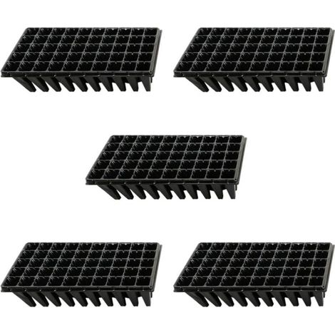 ZVD-5Pcs Plateaux de Culture de Plantes 50 Plateaux de Démarrage de Semis de Cellules pour La Germination des Graines Et Le Plateau de Propagation en Plastique des Semis Noir (1/4)