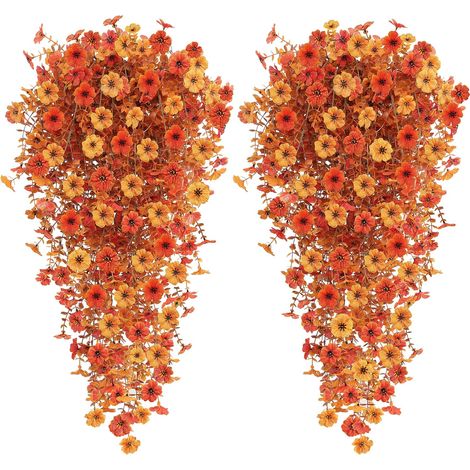 4 Pièces Fleurs Artificielles Extérieures Décoration Automne, Orange (1/5)
