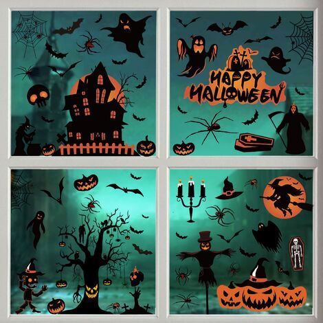 Green Mobility-98PCS Halloween Fenêtre Autocollants Amovible, Fenêtre Miroir Autocollants pour Halloween Décorations De Fête pour Maisons hantées Salle De Bains (1/5)