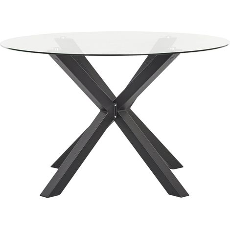 Garden Dining Table MALETTO 120 cm 120 cm Glass Black