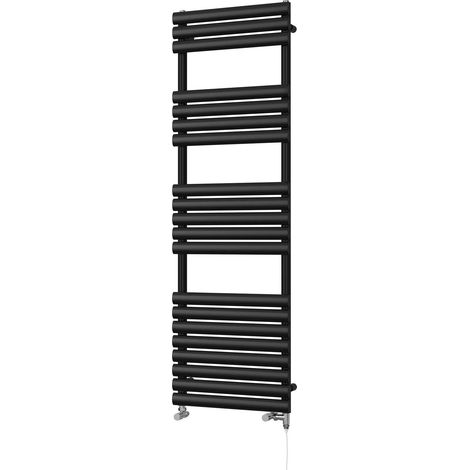 Omeara - Black Dual Fuel Towel Rail H1595mm x W500mm Standard (1/3)